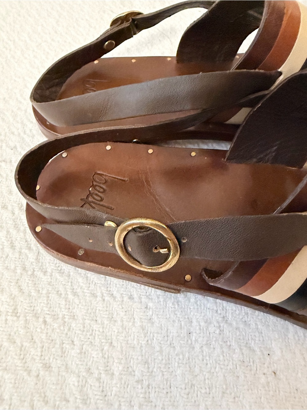 beek Sunbeam Stripe Euro-Summer Handmade Brown Leather Strappy Sandals Size 9 - Picture 6 of 13